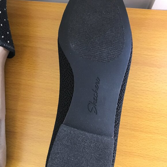 Skechers Women’s Cleo’s Stretch Fit Black Square Toe Flats Size 11 Vegan Comfort - Picture 3 of 9